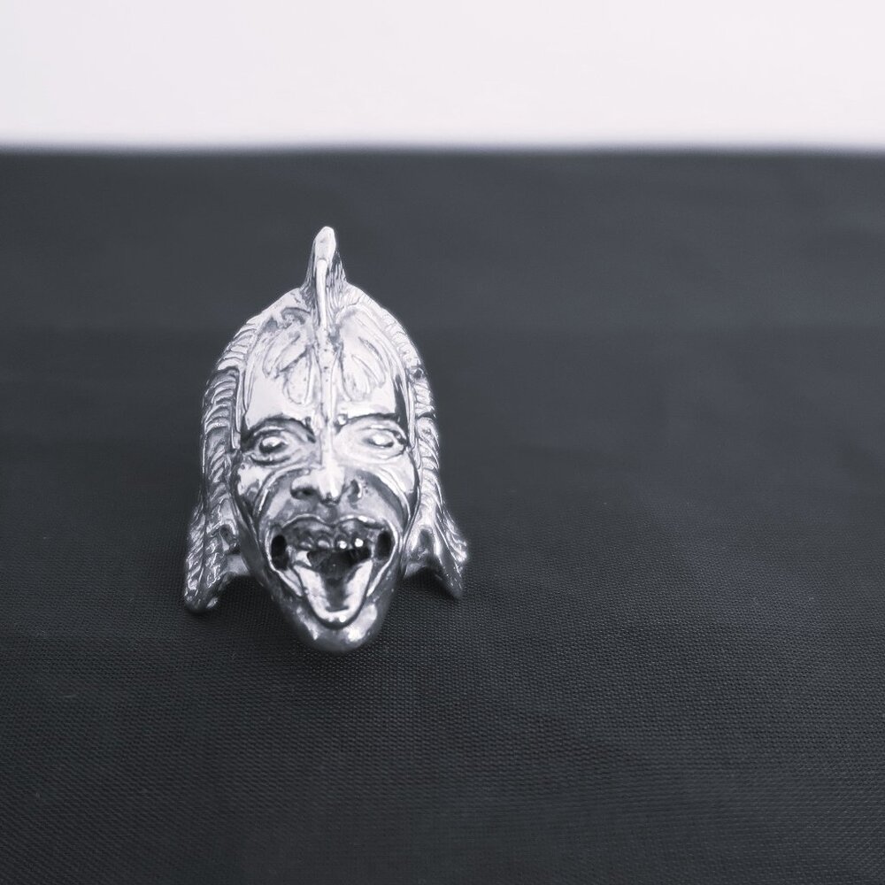 KISS Band Gene Simmons Demon Stamped 925 Sterling Silver Ring Heavy 33g Vintage
